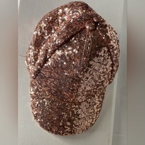 Sequin Baseball Cap in Rose Gold